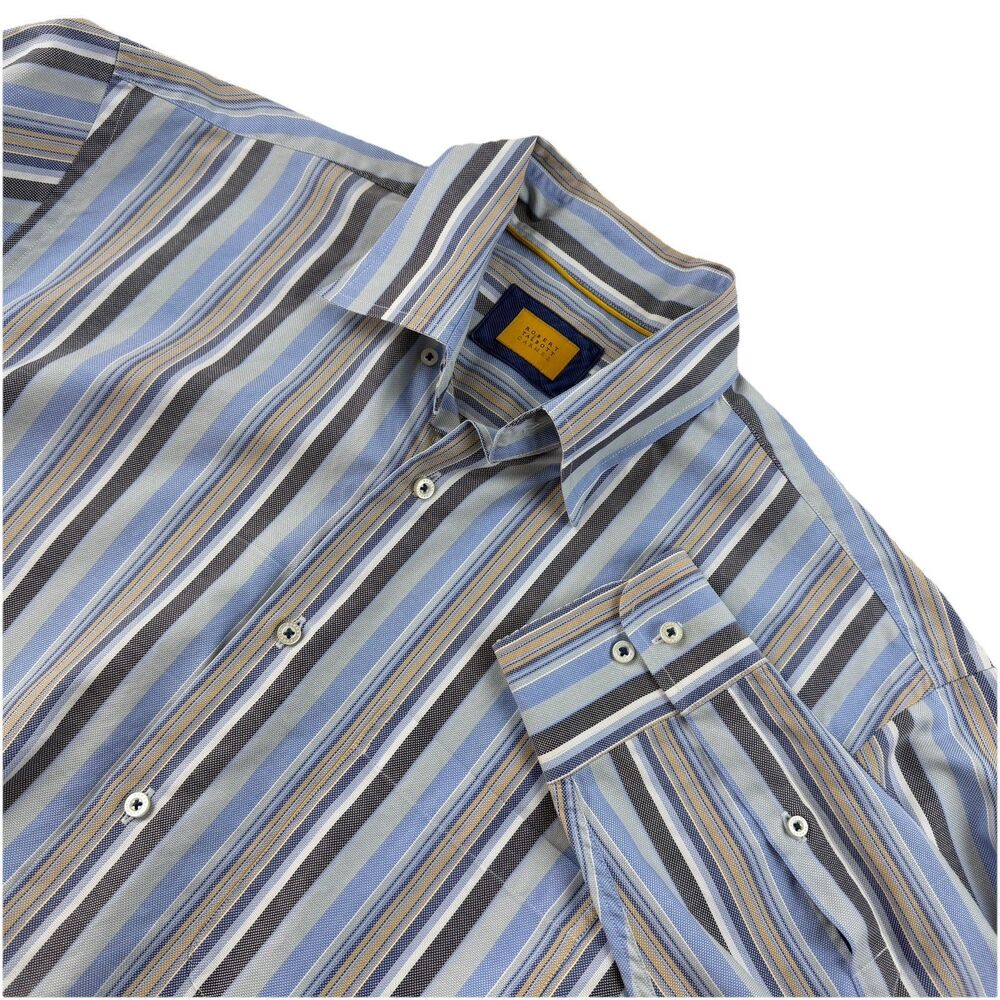 Robert Talbott Carmel Striped Dress Shirt Mens XL Preppy Cotton Button Down